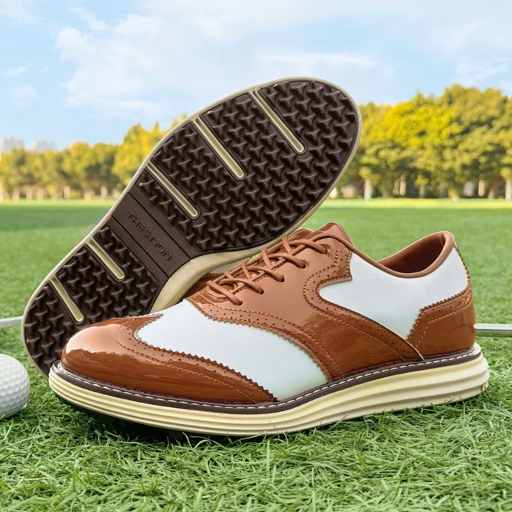 Brown spikeless shoes