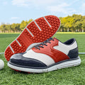Red, white and blue spikeless shoes