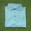 Green and white stripe polo shirt