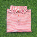 short sleeve red and white stripe polo